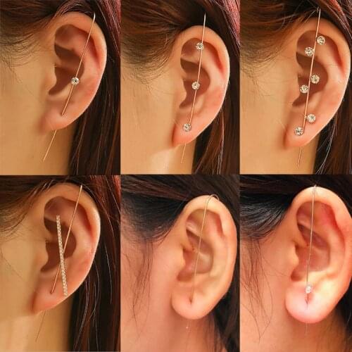 Bohemian Wedding Ear Wrap Crawler Hook Earring Crystal Stud Earrings for Woman Lightning Zirconia Climber Earrings Jewelry 1E085