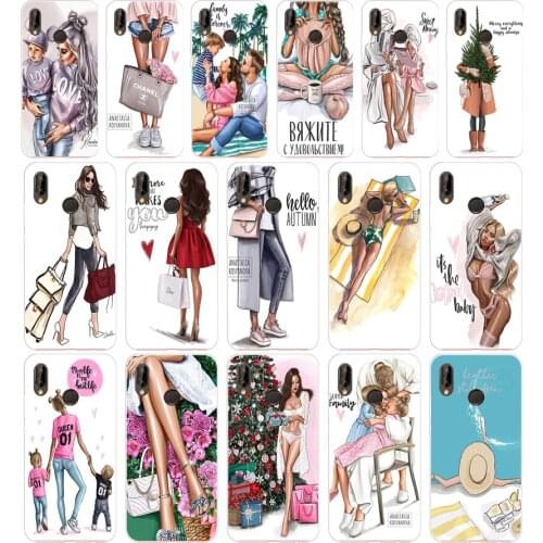 18AA Black Brown Hair Baby Mom Girl Queen Coque Silicone TPU Protective Cover Phone Case On For Huawei P20 30 Pro Lite Case Soft