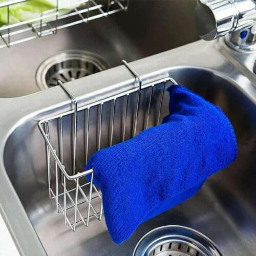 Kitchen Sink Drain Basket Silver Stainless Steel Sink Storage Rack Soap Dishwashing Liquid Drain Rack Kitchen Storage Rack