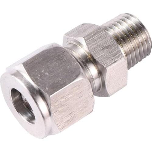 SS 304 Double Ferrule Pipe Straight Fitting 3/8" Tube to 1/4" Male NPT BSP Stainless Steel Pipe Fitting 1 Pc