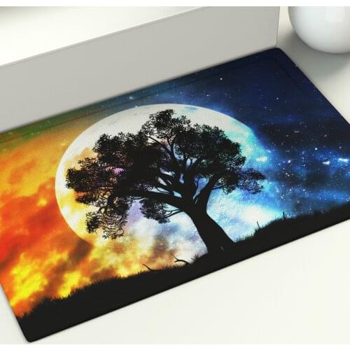Shadow of Trees Floor Mat Under The Moon Meditation Area Rugs Large Home Living Room Bedroom Carpet Decor Doormat