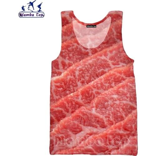 Mamba Top 3D Print Food Meat Vest Men Shirt Summer Sleeveless Hentai Tank Tee Women Undershirt Funny Sausage Pork Unisex Clothes