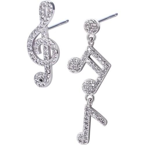 Asymmetrical Notes Dangle Earrings for Women 2021 Korean Aesthetic Designer Silver Color Kawaii Cute Earrings Jewelry KBE115