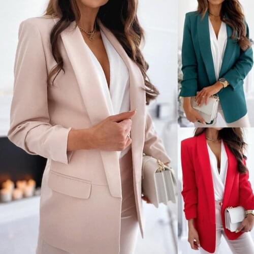 Blazer Autumn Office Lady Slim Blazer Long Sleeve Lapel Solid Color Formal Work Jacket Casual woman fashion 2021 elegant