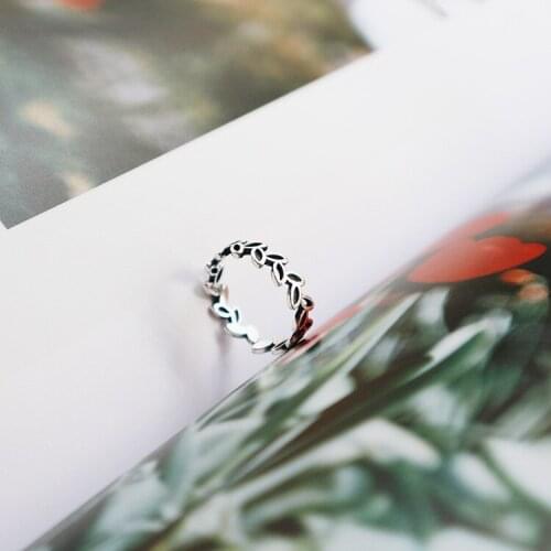 Elegant Quality 925 Rings Vintage Leaf Shape Open Ring 925 Sterling Silver Ring for Women 925 Jewelry Adjustable