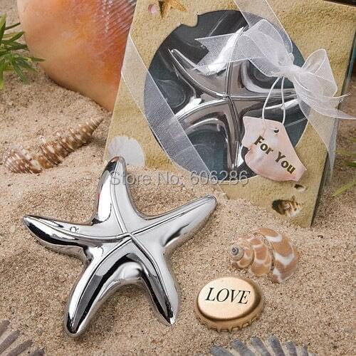 100pcs/lot New Bridal Shower Beach Theme Starfish Design Beer Bottle Opener Wedding Favors