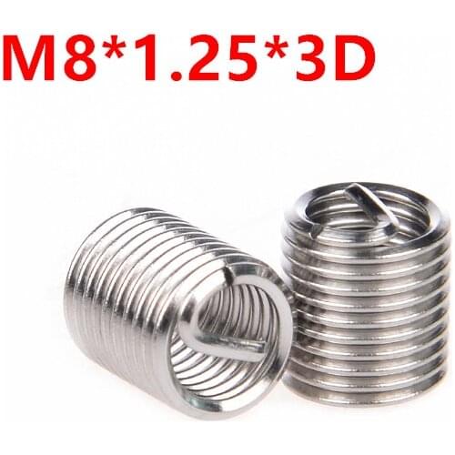 100pcs M8*1.25*3D Wire Thread Insert, m8x3D Wire screw sleeve, M8 Screw Bushing Helicoil Wire Thread Repair Inserts SUS304
