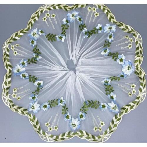 2 Meters 18CM Width Blue Green DIY Handmade Lace Fabric Embroidery Lace Trim Textile Sewing Accessories