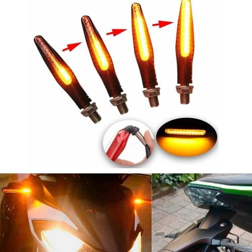 4pcs/set Flowing Motorcycle Turn Signal Indicators 12LED 12V Blinkers Flexible Bendable Lamp Light Amber For Yamaha Honda Suzuki