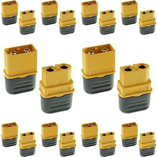 Amass 10 Pair XT60H Bullet Connector Plug Upgrated of XT60 Sheath Female & Male Gold Plated For RC Parts
