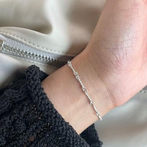 Besimpol S925 Sterling Silver Twisted Wire Bracelet Silver Simple Bracelet Jewelry For Women Korean Style Party Fine Bracelets