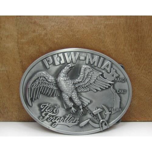 BuckleClub retro POW MIA belt buckle western jeans gift belt buckle FP-02882 PEWTER FINISH drop shipping