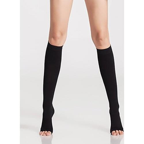 Unisex Open Toe Knee Length Zipper Compression Stockings Women Slim Sleeping Beauty Leg-Support Medical Prevent Varicose Veins