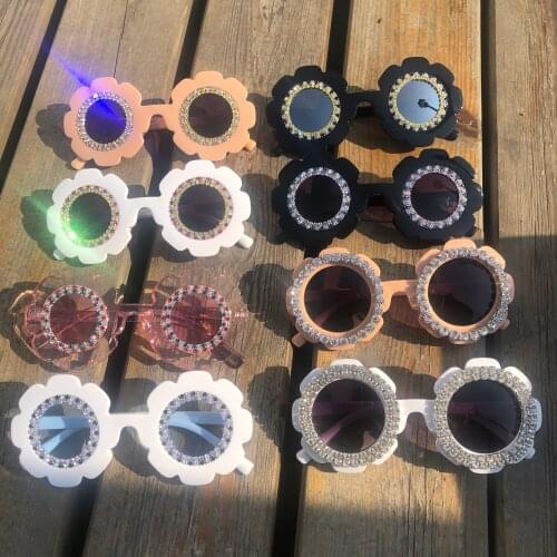 ZAOLIHU Cute Baby Sunglasses 8 Designs Round Flower Shades Colorful Diamond Children Eyewear Small Kids Summer Sun Glasses Gafas