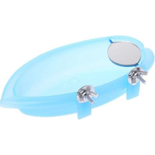 Hot Bird Bath With Mirror Toy For Pet Small Medium Parrot Parakeet Cockatiel Conure Budgie Lovebird Finch Canary African Grey Co