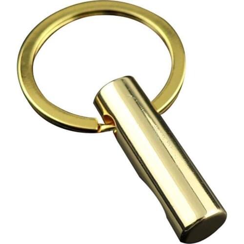 Faux Gold Cylinder Charm Pendant Car Key Ring Holder Keychain Bottle Opener Hanging Ornament