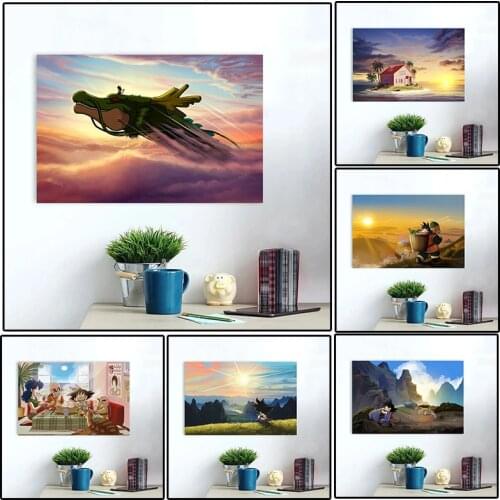 Anime Canvas Painting Dragon Ball Goku Vegeta Turtle House Posters and Prints Print Art Mural Pictures Kids Room Home Wall Decor
