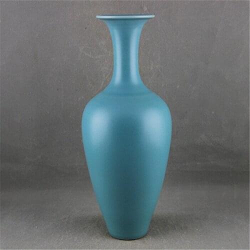 Chinese Classic Blue Glaze Handmade Antique Qing Yongzheng Ceramic Tabletop Flower Vase Decorative Vase