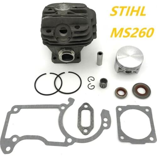 Nikasil Plated 44.7mm Big Bore Cylinder Piston & Oil Seal Gaskets Kit Fit For STIHL 026 026PRO MS260 Chainsaw Top End Parts