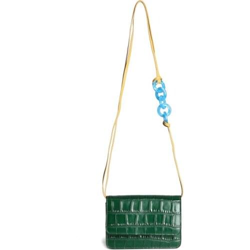 2019 New design web celebrity with crocodile pattern single shoulder diagonal span acrylic shoulder strap small square bag