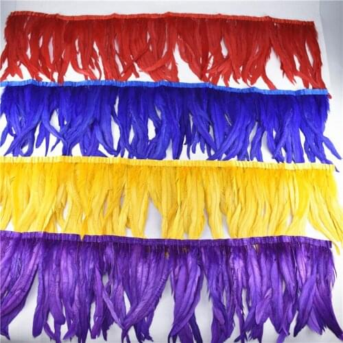 Gold Rooster Tails 25-30cm Trim Feathers Trimming/Ribbon For Crafts Dress Skirt Carnival Costumes Plumes DIY wedding decoration