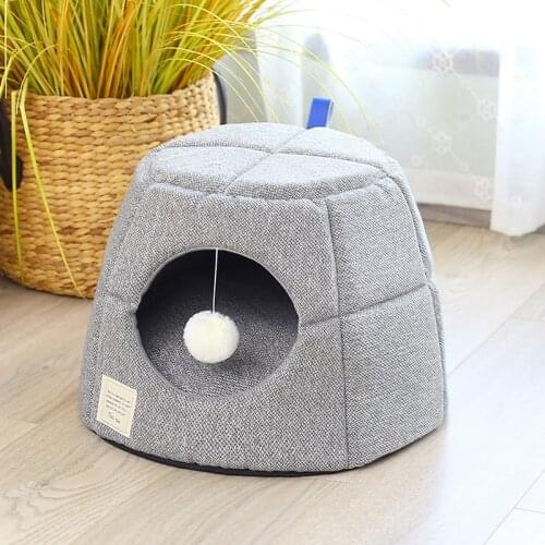 Cave Cat Bed Warm Pet Basket Cozy Kitten Lounger Cushion Cat House Tent Foldable Small Dog Mat Bag for Washable Cats House