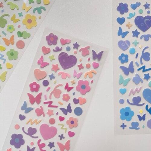 Cute Laser Butterfly Flower Decorative Stickers Hand Account DIY Diary Album Scrapbook Happy Plan Kawaii Stationery