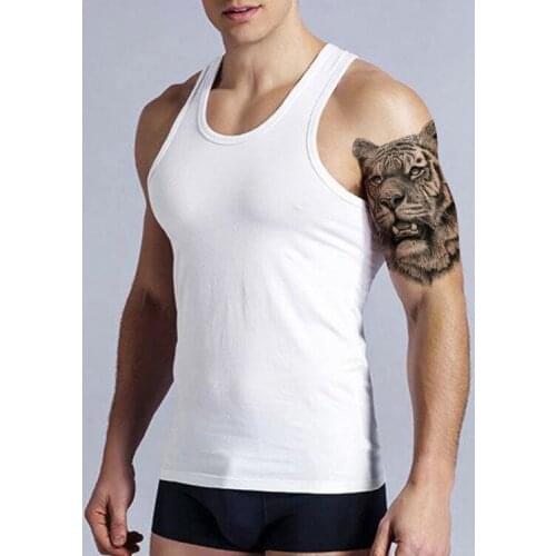 Cute Tiger Head Fangs Temporary Tatoo Arm Legs Waterproof Kid Women Men Body Art Fake Tattoo Stickers Tatoos Black Cartoon