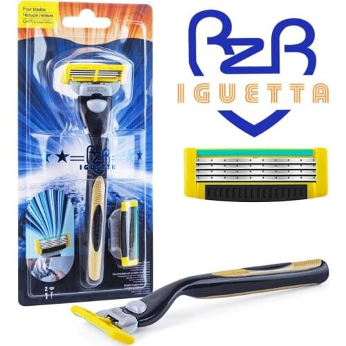 RZR IGUETTA Mens Razor Portable Face Hand Leg Head Razor Advancedmanual Ahaver(One Handle Two Heads) Navalha Barbear