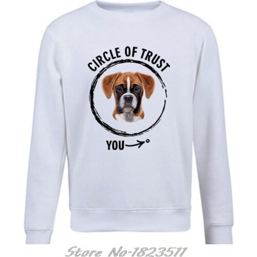 MenS Fashion Print Sweatshirt Style O-neck pullover Fleece Hoodie Circle Of Trust Boxer - Gift For Dog Lover jacket Tops