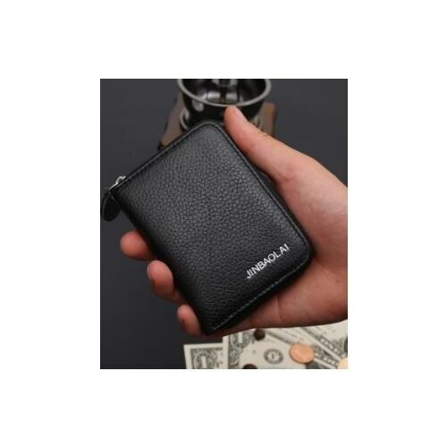 Mens Leather Mini Zip Wallet ID Card Holder Case Coin Purse Clutch Money Clip