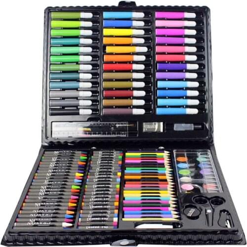 150 Pcs/Set Drawing Tool Kit with Box Painting Brush Art Marker Water Color Pen Crayon Kids Gift LBShipping