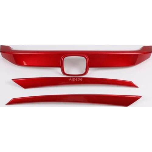For Honda Civic 10TH 2016 2019 Car Front Hood Bumper Lid Bonnet Grille Cover Trim Glossy Black red carbon fiber Front cover trim