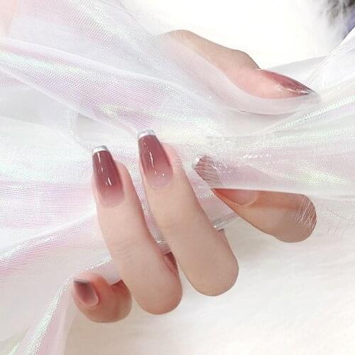 24pcs/set Gradient False Nails Press on Nails French Nail Tips Hit Color Nail Art with Glue Fashion Nails Tools