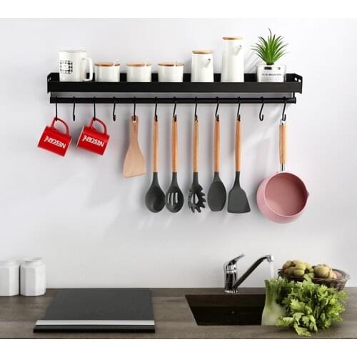 Wall-Mount Spice Racks Utensil Spoon Hanger Hook Kitchen Gadgets Accessories Supplies Kitchen Organizer Storage Shelves
