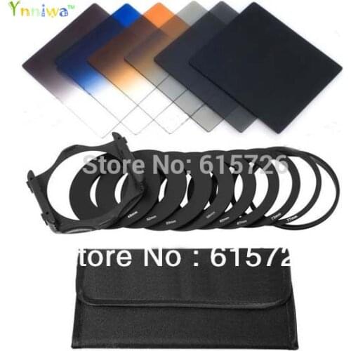ND2 4 8+Gradual gray orange blue Filter Set+ 9pcs Ring Adapter+holder+ filter case for Cokin P