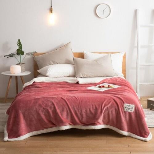 2019 New Sherpa Double layer Pink Blanket Thick Soft Throw Blanket on Sofa Bed Plane Travel Plaids Adult Home Textile Cobe
