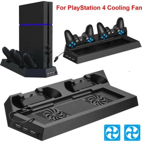 New PS4 Dual Controller Charger Console Vertical Cooling Stand Charging Station LED Fan For SONY Playstation 4