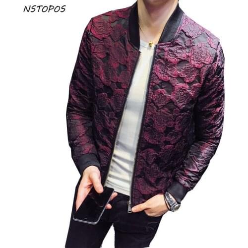 2020 Autumn New Jacquard Bomber Jackets Men Luxury Wine Red Black Grey Party Jacket Outfit Club Bar Coat Men Casaca Hombre 4XL