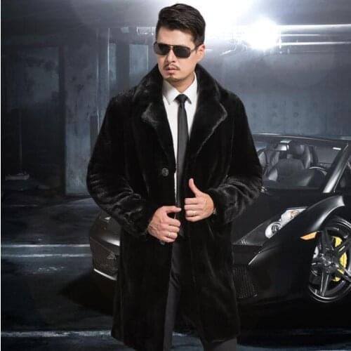 Autumn faux mink leather jacket mens winter thicken warm fur leather coat men Single-breasted jackets jaqueta de couro fashion