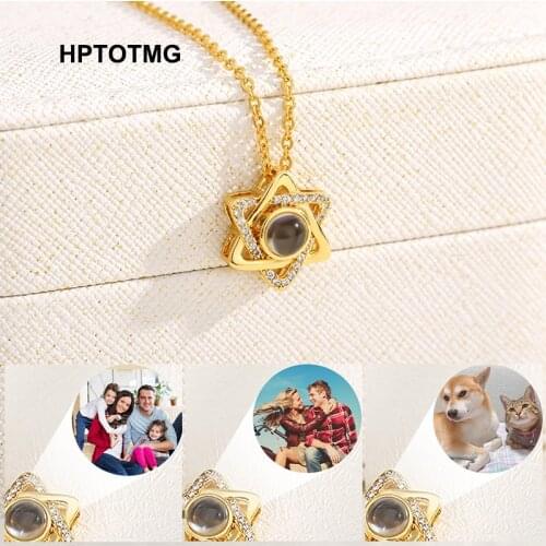 Gold 100 Languages I Love You Projection Pendant Necklace for Women Jewelry Love Memory Wedding Necklace Valentines Day Dn00619