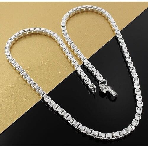 Hot classic 4MM box chain 925 Sterling Silver Necklaces for woman mens Charm Jewelry Fashion brands Party Christmas Gifts