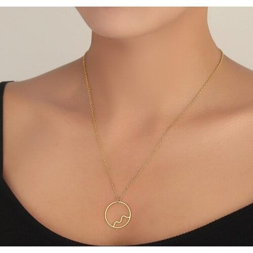 Simple Stainless Steel Wave Pendant Necklaces for Woman Ocean Beach Jewelry