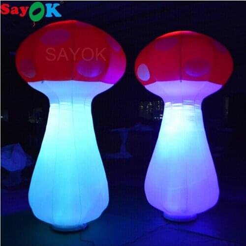 Sayok 2m/2.5m High Inflatable LED Lighting Mushroom Toy with 16 Color Changing Lights Air Blower for Party Stage Decorations