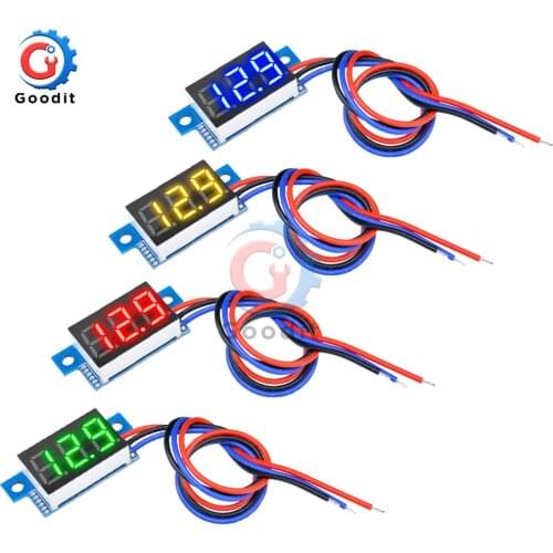 LED Mini Digital Voltmeter Blue/red/green LED Display Volt Meter 0.36 Inch DC 0-100V Gauge Volt Voltage Panel Meter 3 wires
