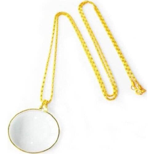 8X 42mm Wearing Style Magnifiers Jewelry Loupe Necklace Type Metal Frame Reading Magnifying Glass Lens Pocket Magnifier