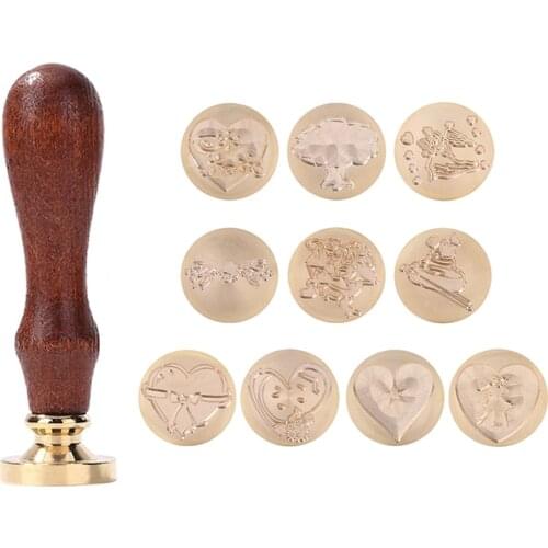 Retro Round Love Flower Sealing Wax Stamp Head for Wedding Invitation Card DIY Scrapbooking Wedding Invitation Stamp Craft