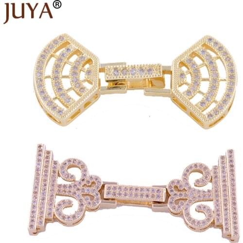Big Size Charm Clasps Hooks Fastener Accessories For Jewelry Making DIY Pearl Necklace Fittings Copper Metal Inlaid Zircon