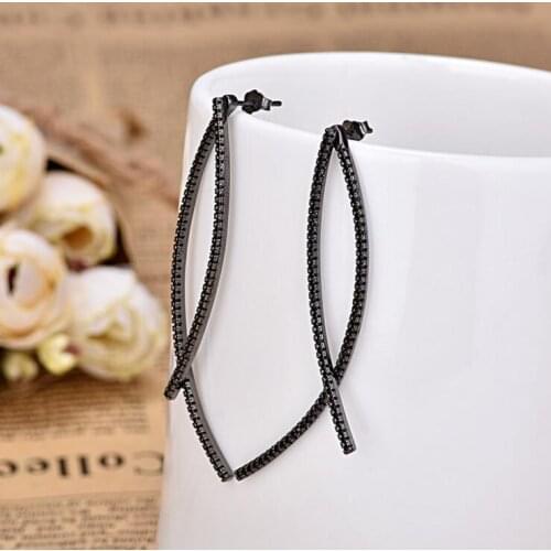 2019 long earrings Fashion front back new design skinny delicate bar cz bar curved bar fashion elegant women bling earring