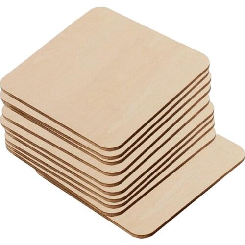10pcs Square Wooden Plate Wooden Piece Decoration Crafts DIY Craft
